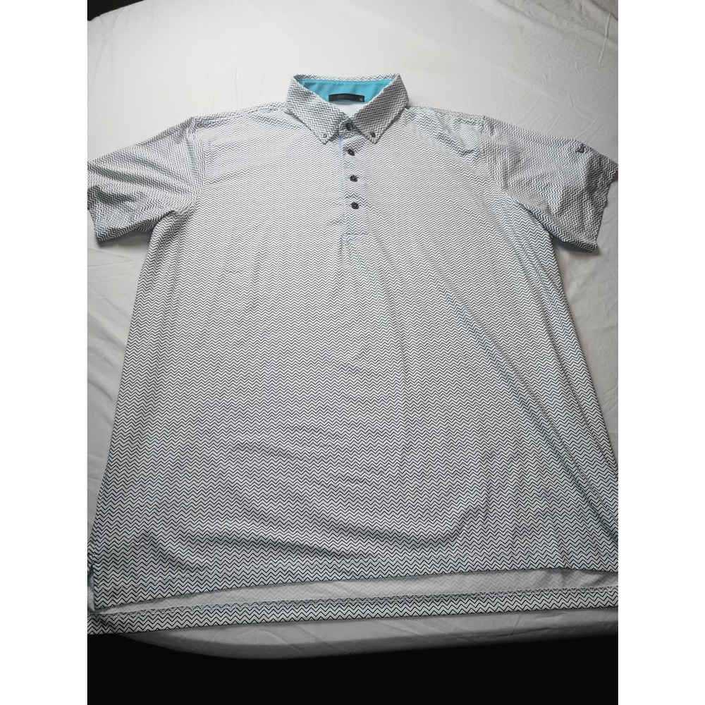 Greyson White and Black Patterned Polo Shirt